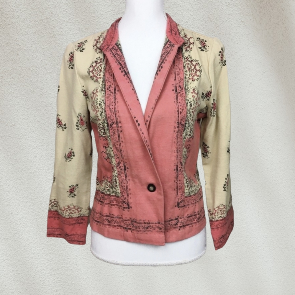 Y2k Western Boho Lucky Brand Paisley Floral Blazer Jacket